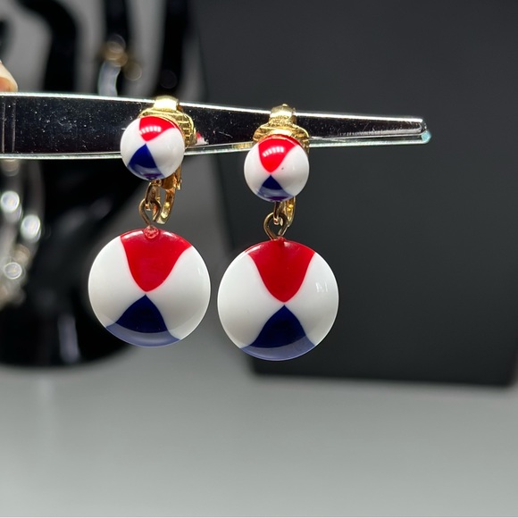 Red White & Blue Clip On Earrings - Picture 1 of 3